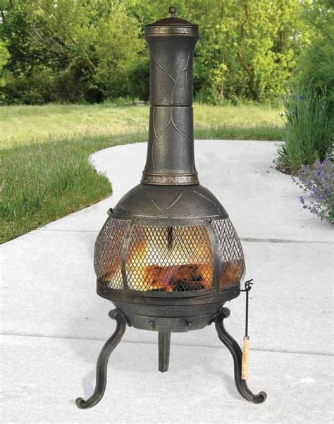 The bali outdoors fire pit i s a good looking product. Chiminea Outdoor Fire Pit Cast Iron Garden Column Chimney ...