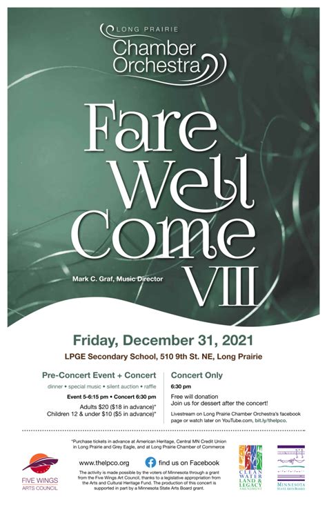 Long Prairie Chamber Orchestra Presents Farewell Come Viii Friday