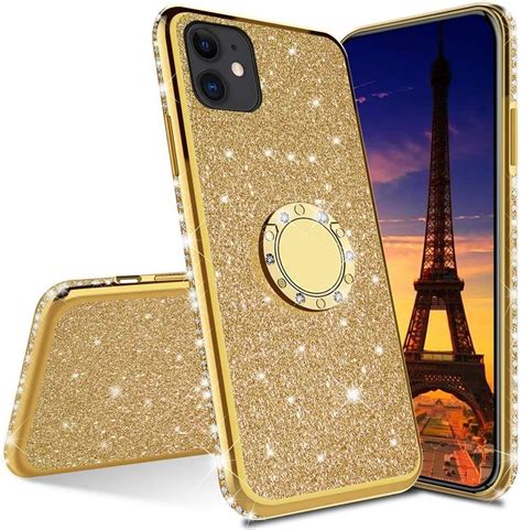 Diamond Ring Case με Electro Bumper και Glitter Gold Iphone 12 Pro Max