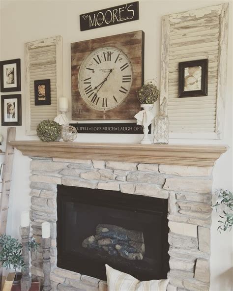 Beautiful Mantle With Vintage Shutters Clock Farmhouse