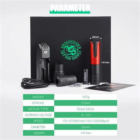 Dragonhawk M Quina Rotativa Inal Mbrica Para Tatuaje Pluma Con Bater As