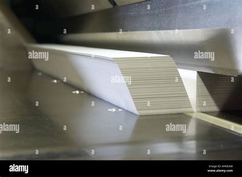 Paper Being Cut In Guillotine Stock Photo Alamy