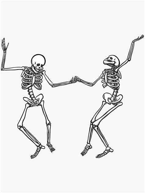 Dancing Skeletons Sticker By Dfastart Redbubble Skeleton Drawings