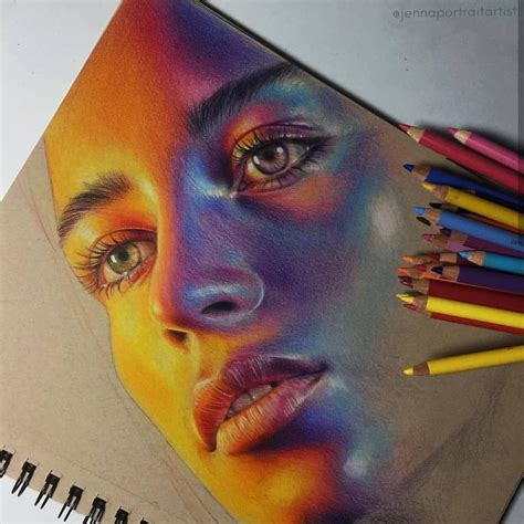 Drawing Portrait Colored Pencil Colour Pencils Colorful Portrait
