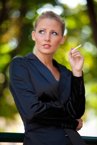 Young Business Woman Smoking Cigarette Stock Photo Download Image Now