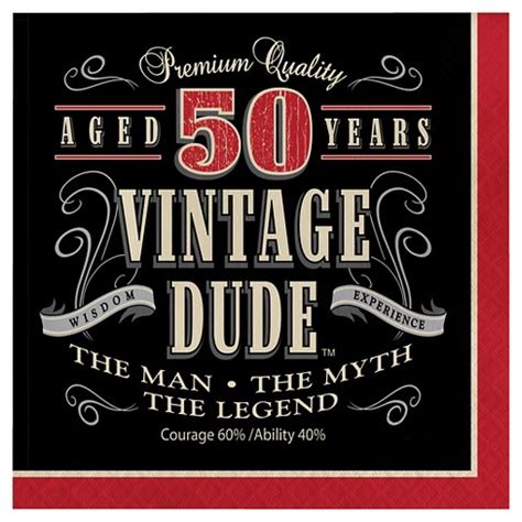 All 40th birthday party plans should embrace the age and celebrate the idea that another year older is another year better. 16ct Vintage Dude 50th Birthday Napkins : Target