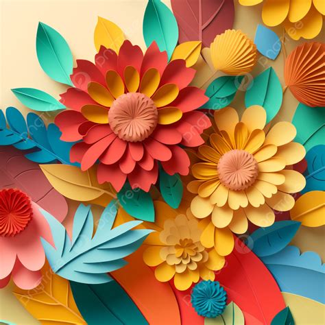 Colorful Spring Cutout Floral Background Vector Spring Flowers