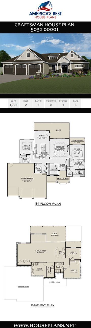 House Plan 5032 00001 Craftsman Plan 1708 Square Feet 2 Bedrooms