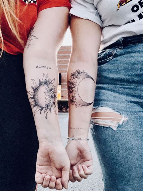 The Sun And The Moon Matching Best Friend Tattoos Sun Tattoos Knee Tattoo