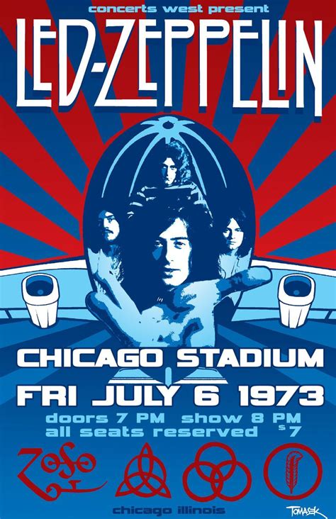 Led Zeppelin Chicago 1973 A4 Music Mini Print Led Zeppelin Poster