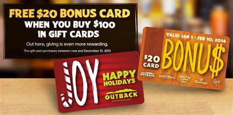 Ordená tu gift card físico de outback steakhouse en línea y recibila en la comodidad de tu casa. Outback Steakhouse Holiday Bonus Gift Card Offer 2013 - Mission: to Save