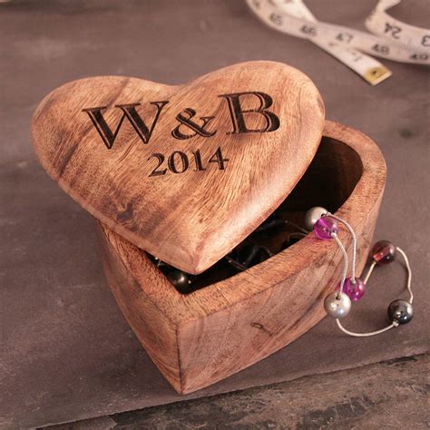Personalised Fifth Anniversary T Heart Box By Cleancut Wood