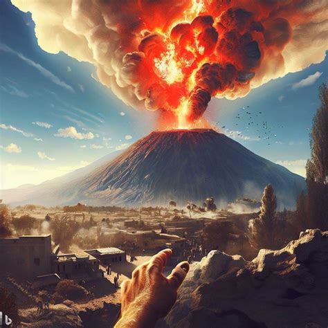 first person view of eruption of mount vesuvius in 79 ad r dalle2