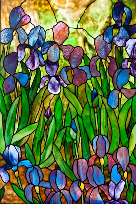 Irises At Slade Stained Glass Patterns Stained Glass Flowers