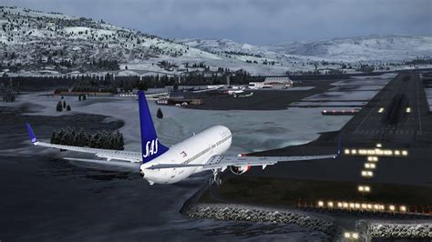 Fsx Hd Sas 737 800 Snowstorm Approach To Tromsø Youtube