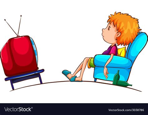 A Sketch Of A Lazy Boy Watching Tv Royalty Free Vector Image
