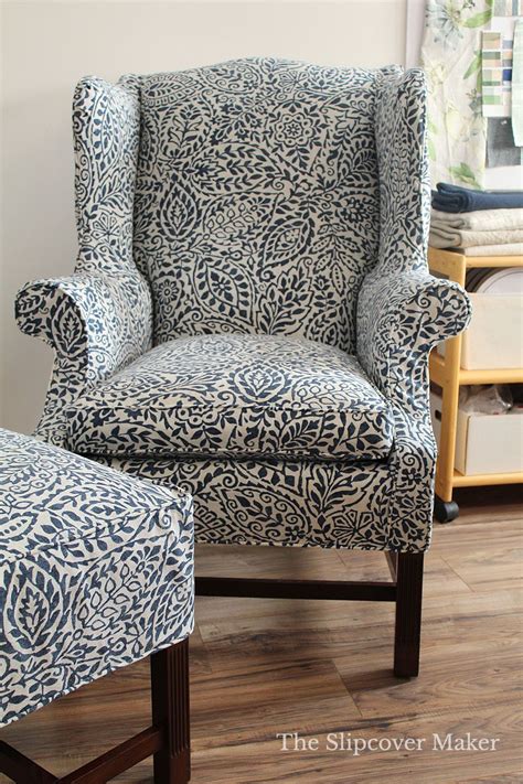 Chair and ottoman slipcover set ideas, description: A Simple Slipcover Fix for a Complicated Wing Back Chair ...