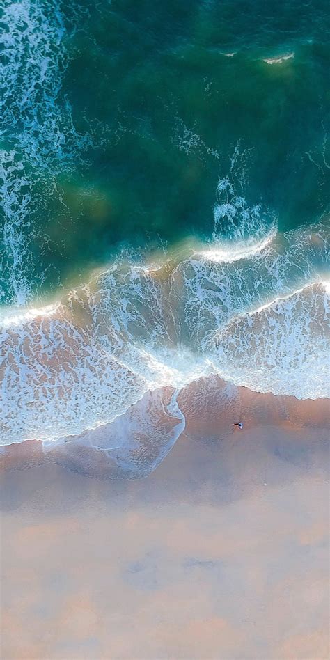 Download 1080x2160 Wallpaper Exotic Beach Aerial View Green Sea Waves