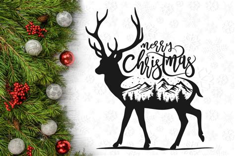 Merry Christmas Reindeer Wall Decal Svg Design By Agsdesign Thehungryjpeg