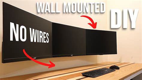 How To Wall Mount Triple Monitors And Awesome Cable Management Diy
