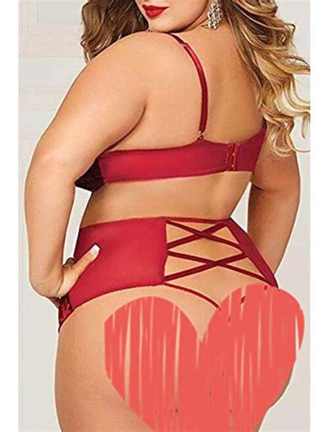 buy plus size lingerie set for women sexy crushed velvet mesh lace up halter bralette and high