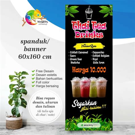 Spanduk Banner Berdiri Thai Tea Boba Milkshake Lazada Indonesia