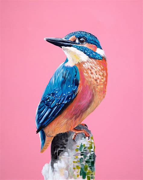Creativework Acrylic Kingfisher By Heylie Morris Arcylic Painting