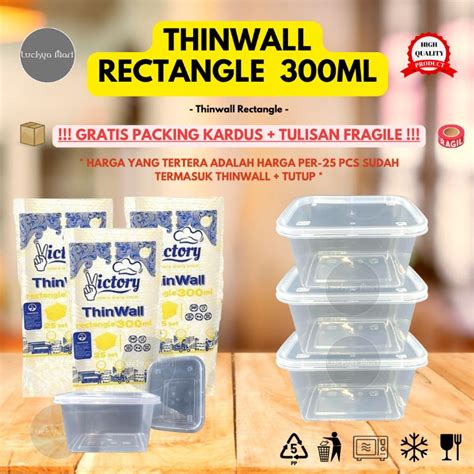 Jual 25 Pcs Thinwall Rectangle 300ml Victory Thinwall 300ml Persegi Panjang Thinwall 300ml