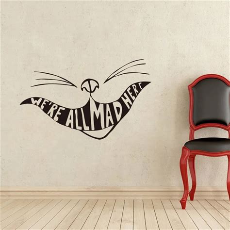 Were All Mad Here Vinyl Decal Alice In Wonderland Wall Sticker