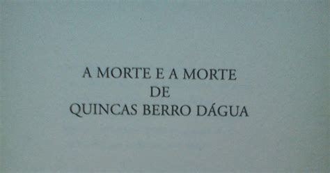 A Morte E A Morte De Quincas Berro D'água Resumo