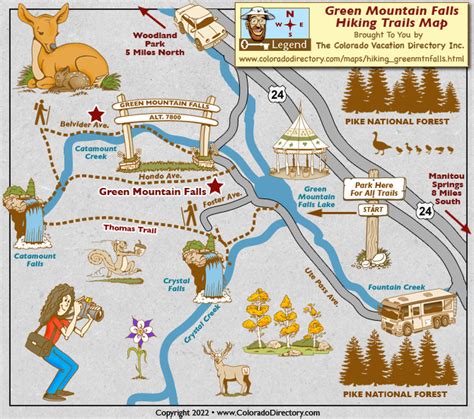 Green Mountain Falls Hiking Trails Map Colorado Vacation Directory