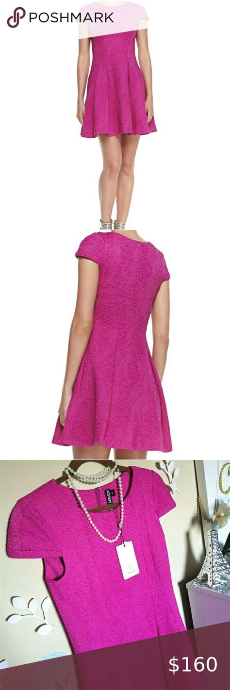 New Yoana Baraschi Pink Fit And Flare Capsleeve Sz 8 Blush Lace Dress