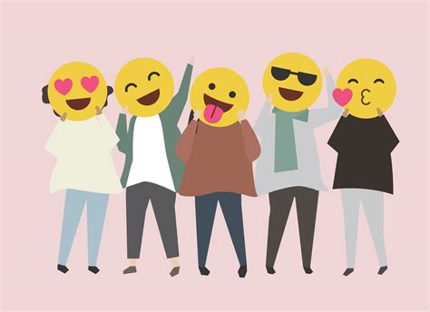 People With Funny And Happy Emojis Illustration Download Free Vectors