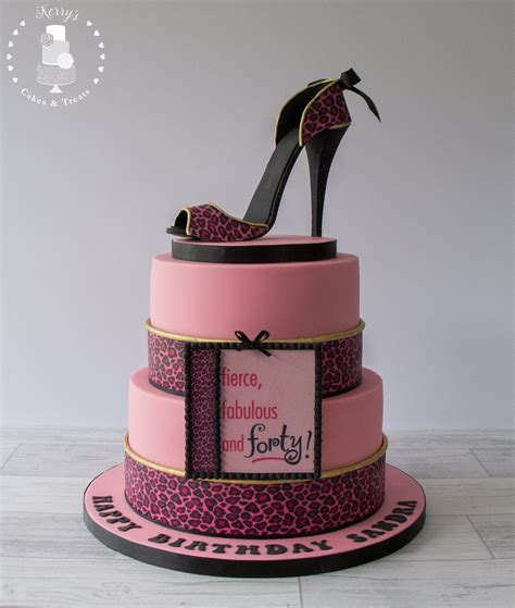 Fierce Fabulous And Forty Birthday Celebration Cake Featuring Pink