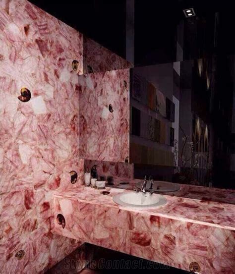 Pink Quartz Crystal Bathtub From China