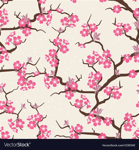 Cherry Blossom Seamless Flowers Pattern Royalty Free Vector