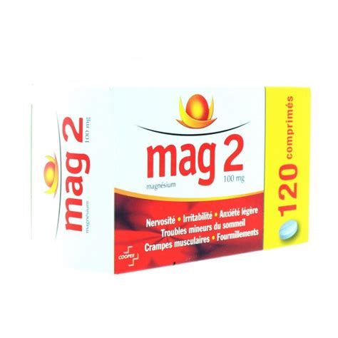 Ce sont des suppléments minéraux contenant du carbonate de magnésium comme substance active à raison de 395,85 mg, une quantité correspondante à 100 mg de l'élément magnésium. Mag 2 100mg 120 comprimés - Pharmacie Cap3000