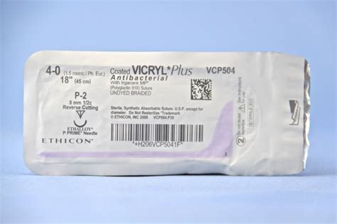 Ethicon Suture Vcp504g 4 0 Vicryl Plus Antibacterial Undyed 18 P