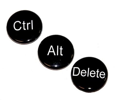 Ctrl Alt Delete Set Of 3 Buttons Pinbacks Badges 1 Inch Etsy Button