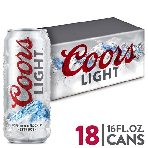 Coors Light Lager Beer 18 Pack 16 Fl Oz Cans 42 Abv Light