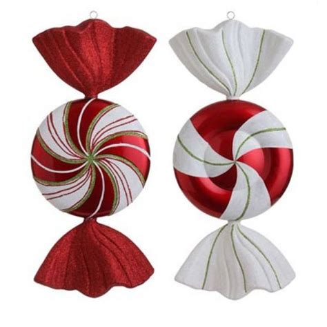 Raz Peppermint Swirl Christmas Ornament Set Of 2 2 Assorted Styles Set
