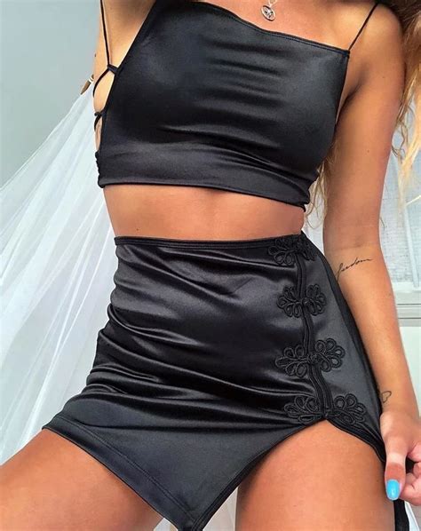 Shena Mini Skirt In Satin Black Mini Skirts Fashion Miniskirt Outfits