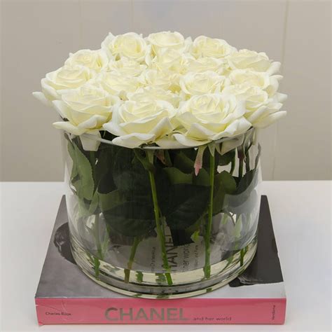 Large White Real Touch Rose Arrangement Cylinder Flovery