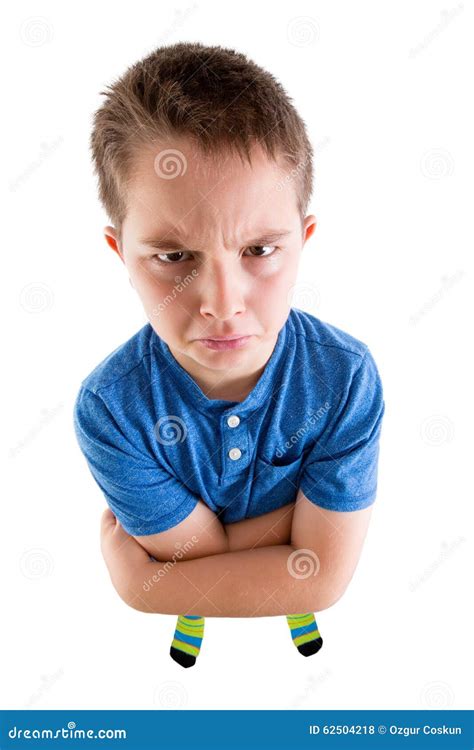 Mean Young Boy Looking At High Angled Camera Stock Photo Image Of