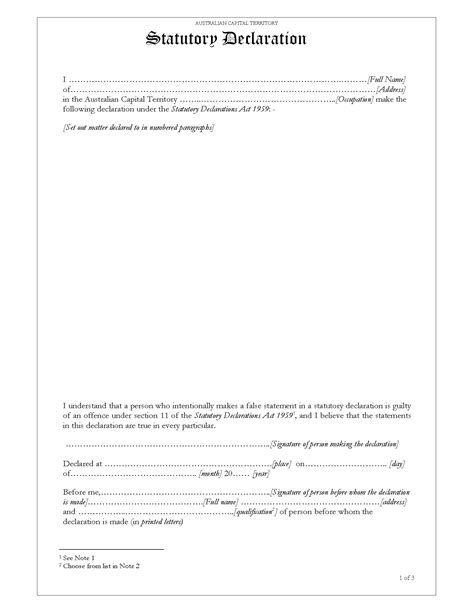 Sample Of Statutory Declaration Form