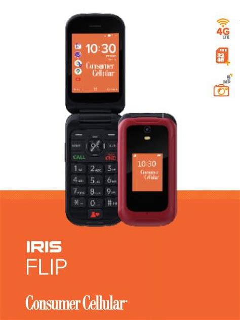 Consumer Cellular Iris 8gb Red Flip Phone