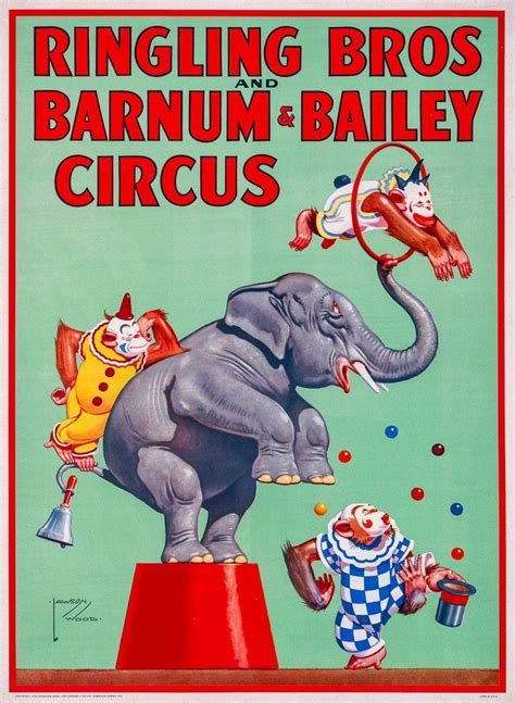 Ringling Bros Circus Elephant And Chimpanzees Vintage Circus Posters