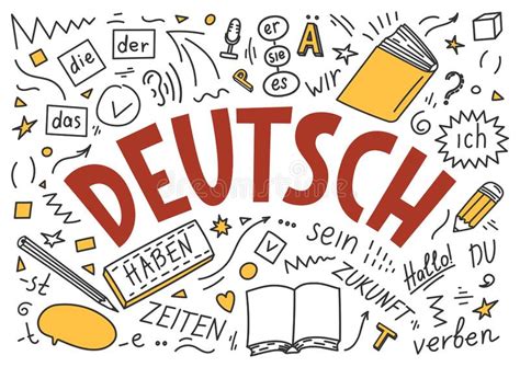 Deutsch Translation `german` German Language Hand Drawn Doodles And