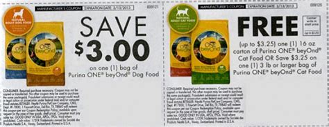 The following is a list of recipes available at the time of this review. FREE Purina ONE beyOnd Cat Food coupon (up to $3.25)