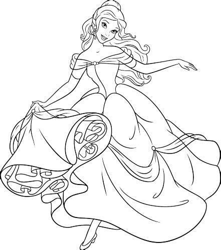 Белль в красивом платье раскраска Принцесса раскраски Раскраски